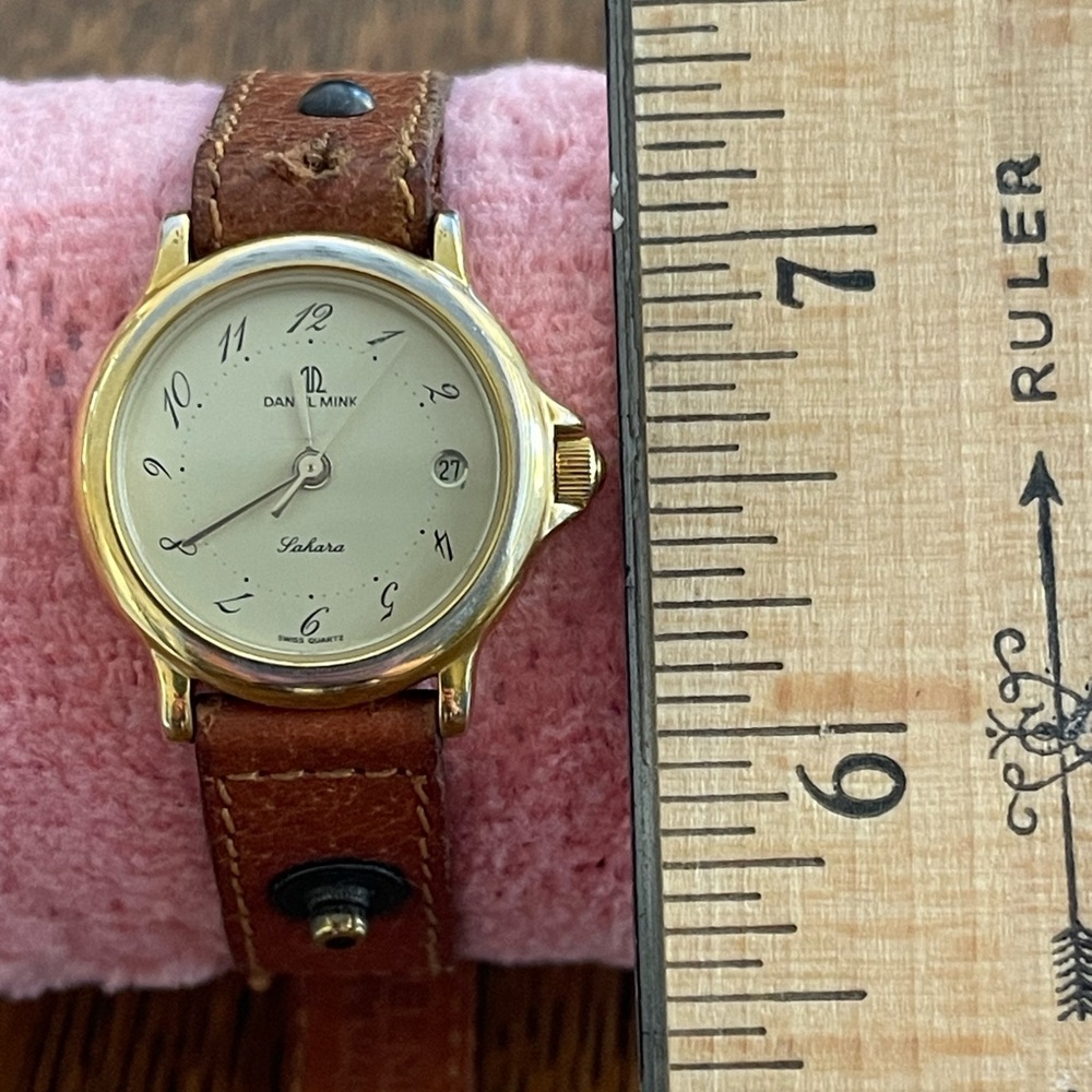 Daniel Mink Gold “Sahara” Swiss Quartz Watch with original leather band. EUC - Picture 6 of 13